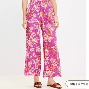 Loft Breezy Wide Leg Pants in Lily Linen Blend Sz Medium